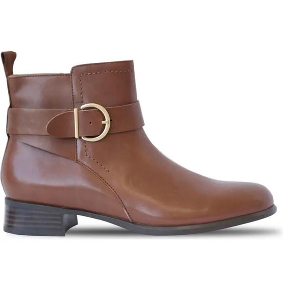 Munro Chestnut Brown Cuero Leather Ankle Boots 9 New - Picture 1 of 12